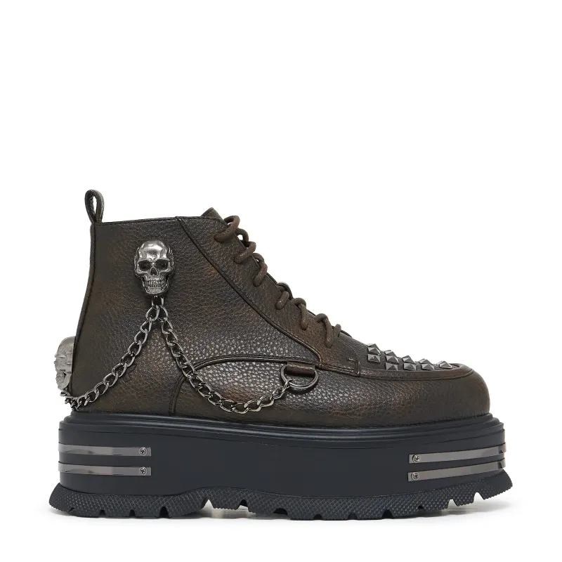 Chained Up Envy Skull Hardware Platform Boots sold by Shoe Freaks