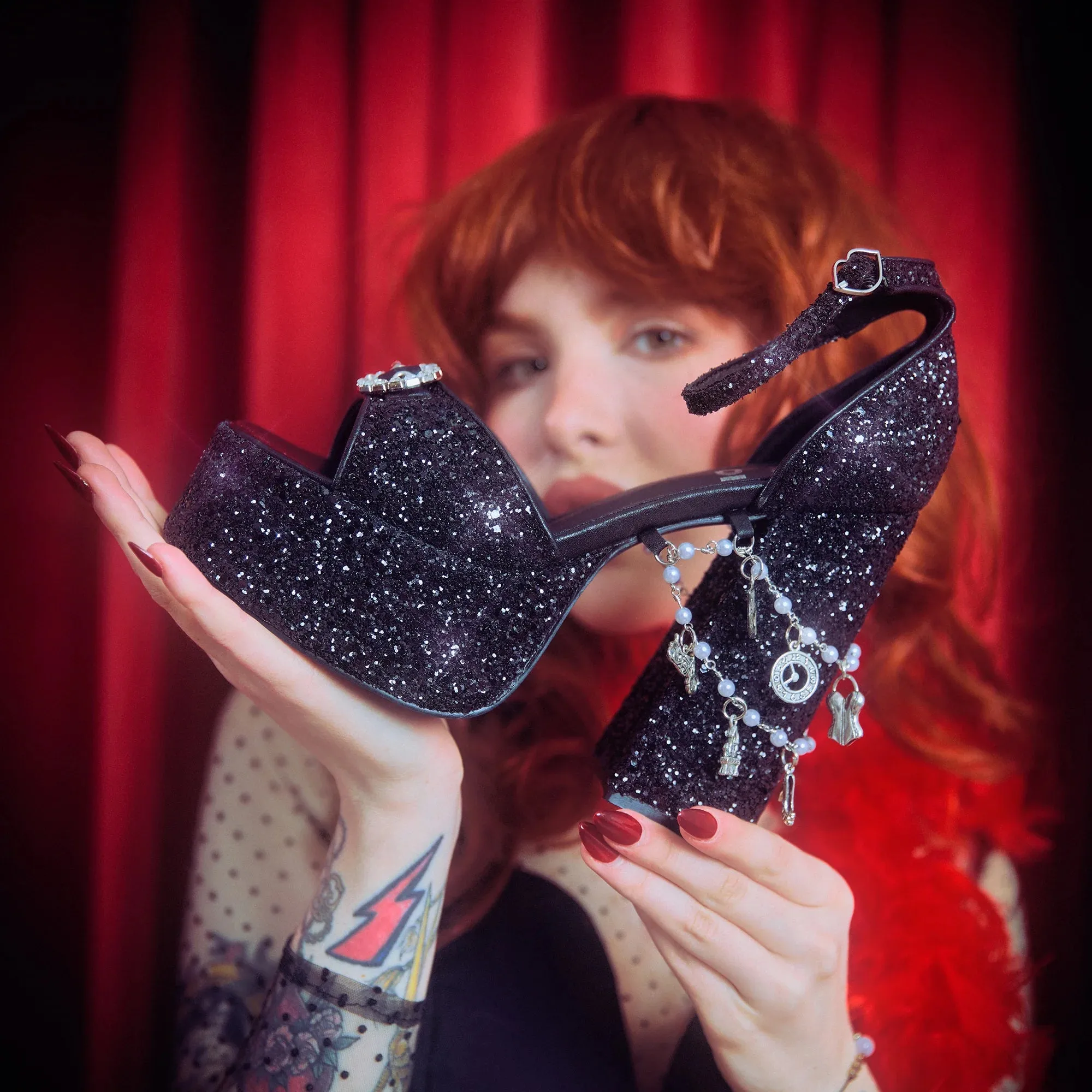 Frank N Furter Charm Heels - Black-Size 10-Clearance sold by Shoe Freaks product image thumbnail 2