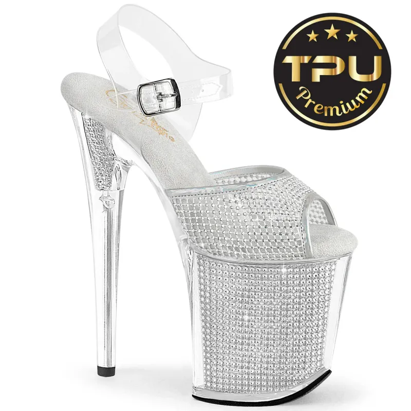 Pleaser Flamingo-808PREM-RSN-Clear-Silver-Size 6-Clearance sold by Shoe Freaks