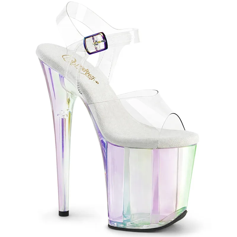 Pleaser Flamingo-808HT-Clear/Rainbow-Size 9-Clearance sold by Shoe Freaks