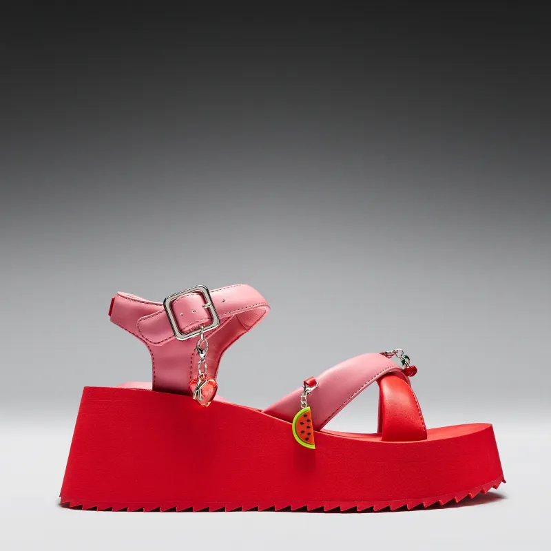 KOI Orchard Flatform Charm Sandals - Red made by Koi Footwear