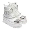 Borin Hardware Platform Boots - White sold by Shoe Freaks
