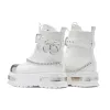 Borin Hardware Platform Boots - White sold by Shoe Freaks