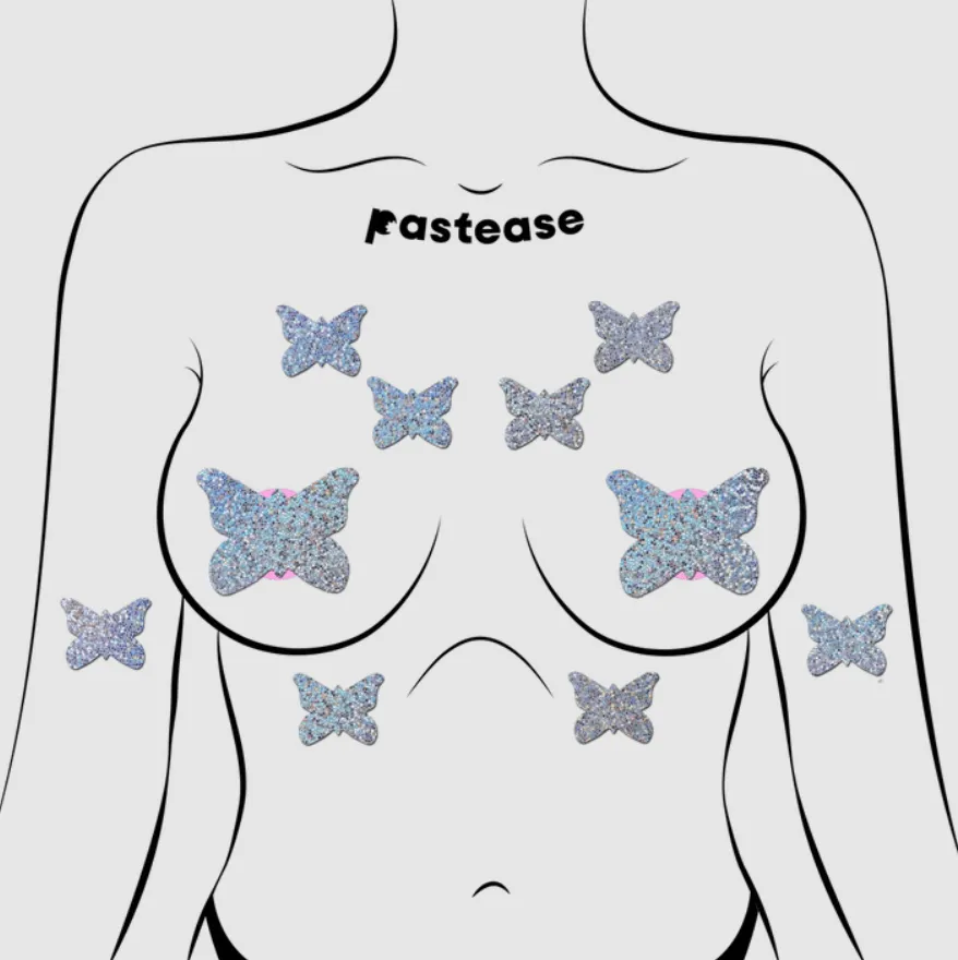 Body Minis: 10 Mini Glitter Butterflies Nipple & Body Pasties sold by Shoe Freaks product image thumbnail 2