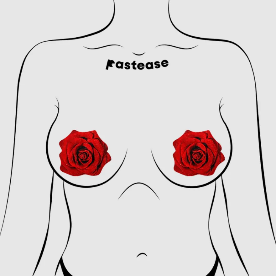 Rose: Red Blooming Rose Nipple Pasties sold by Shoe Freaks product image thumbnail 2