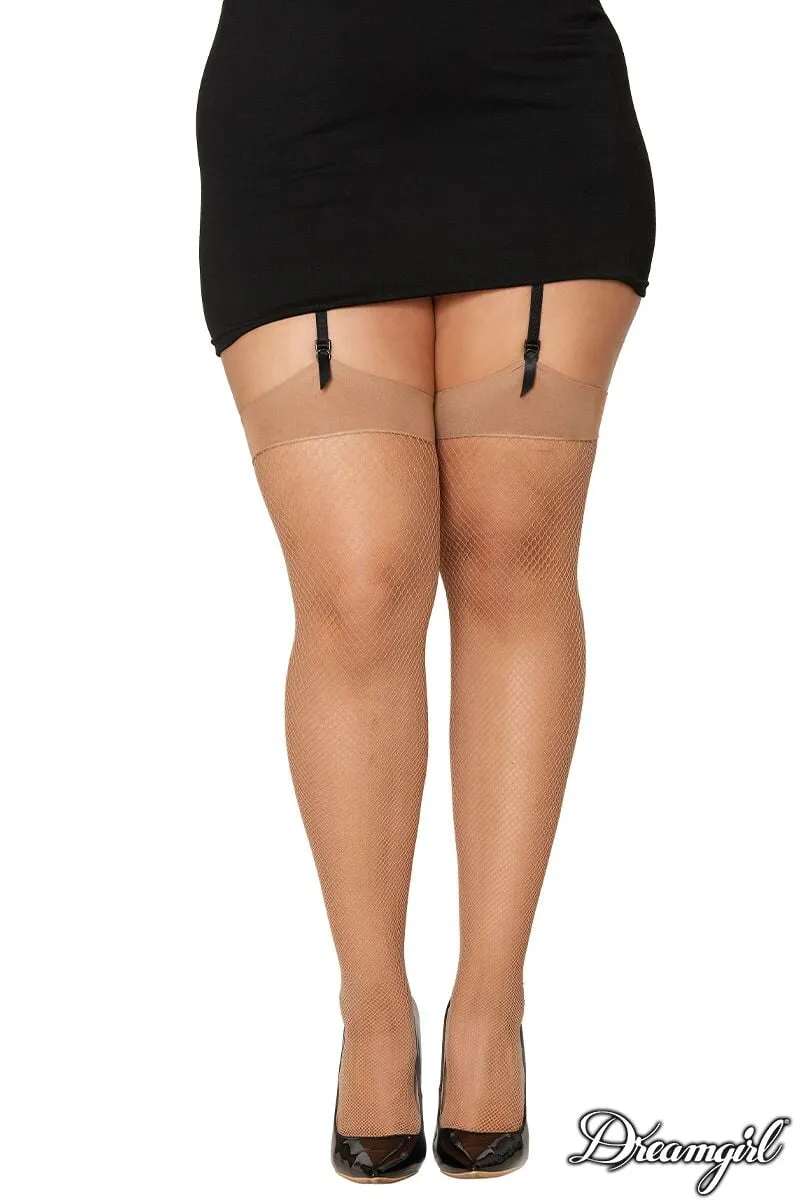 Fishnet Thigh High Stockings with Plain Top and Back Seam sold by Shoe Freaks product image thumbnail 3