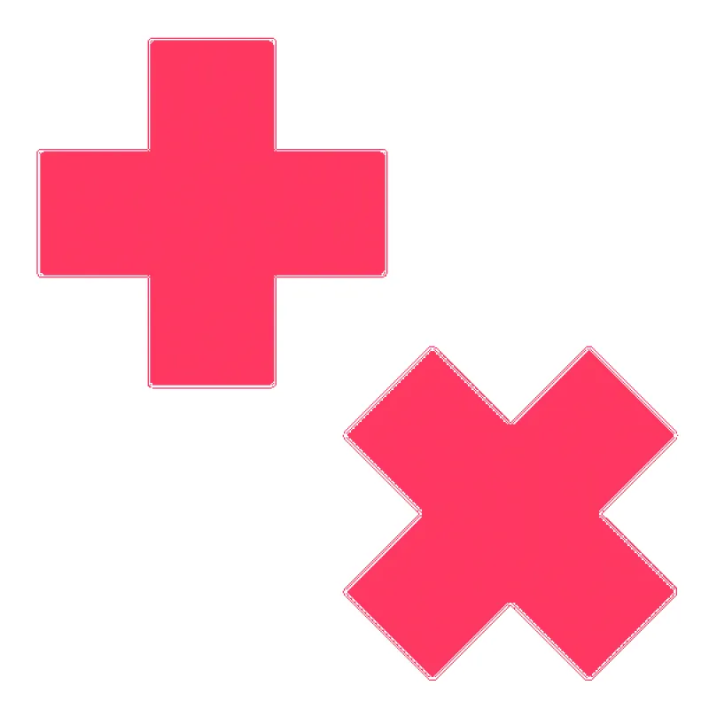 Plus X: Glow-in-the-Dark Neon Pink Cross Pasties Nipple Covers sold by Shoe Freaks