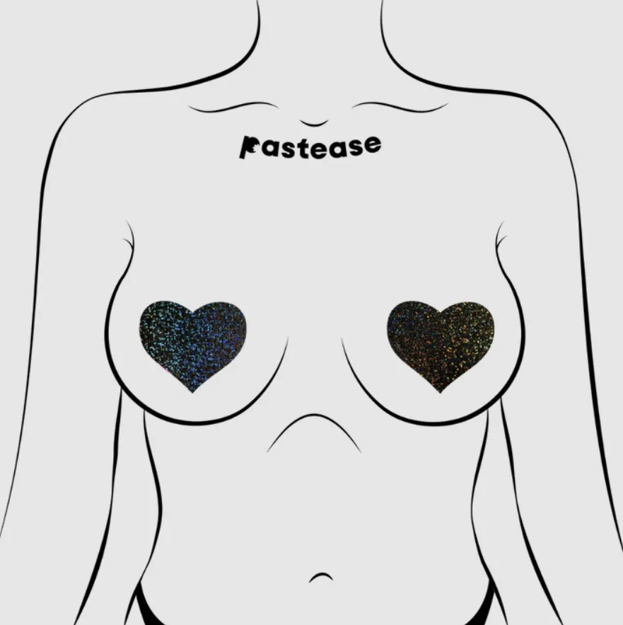 Love: Black Glitter Heart Nipple Pasties sold by Shoe Freaks product image thumbnail 2