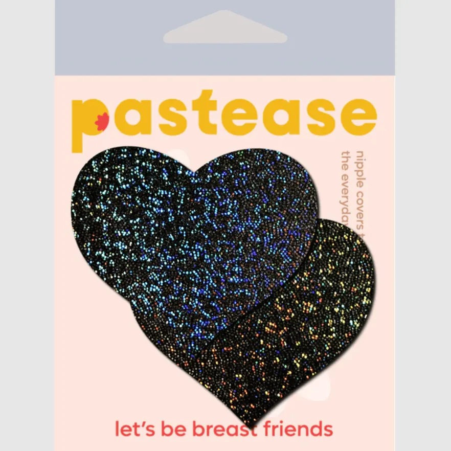 Love: Black Glitter Heart Nipple Pasties sold by Shoe Freaks product image thumbnail 3