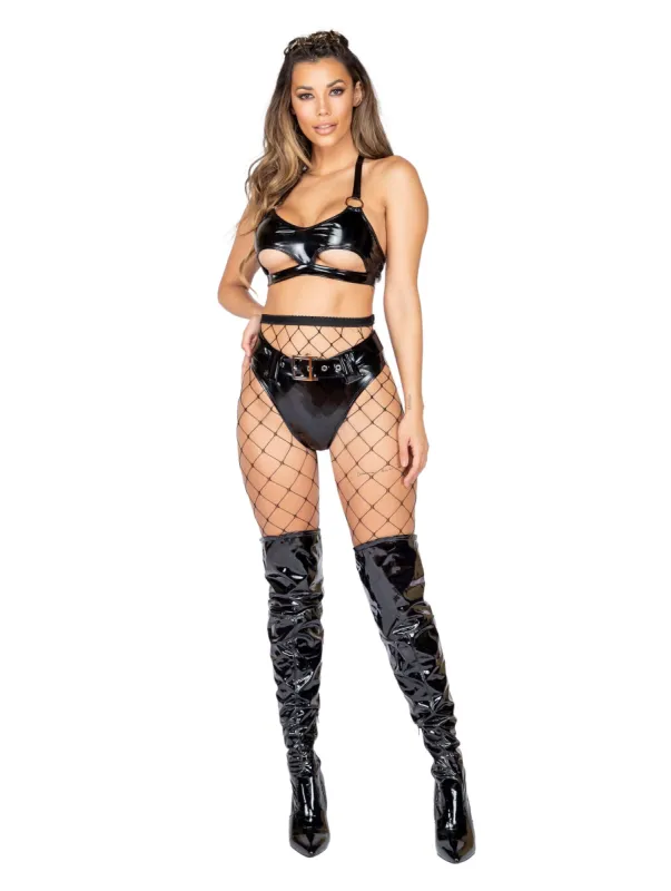 Underboob Cutout Latex Crop Top sold by Shoe Freaks