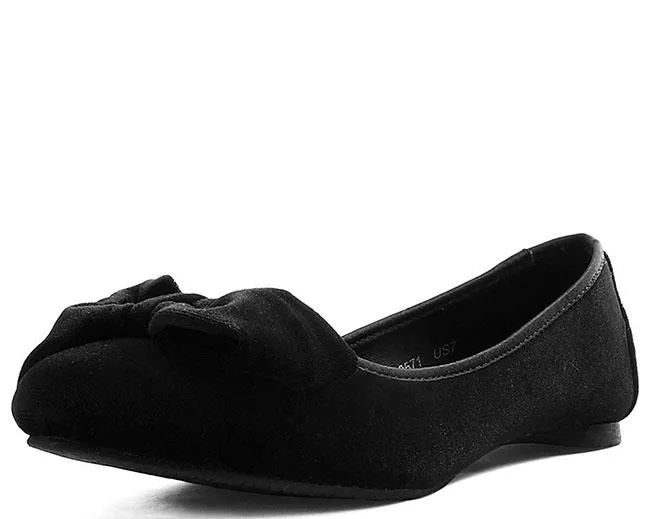 TUK-A9431L Velvet Oversized Bow Flat sold by Shoe Freaks
