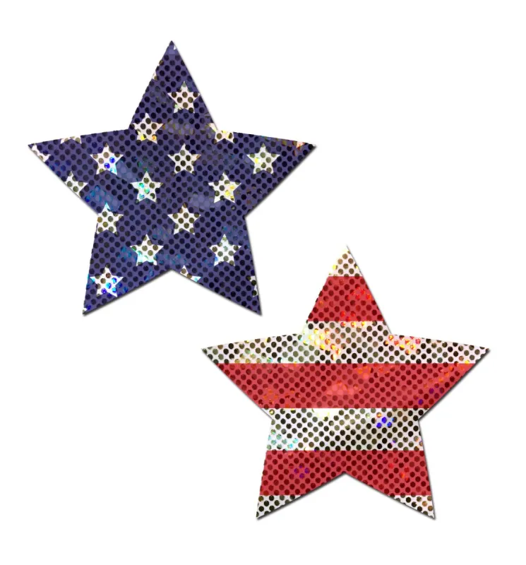 Star: Glittering Stars & Stripes Nipple Pasties sold by Shoe Freaks