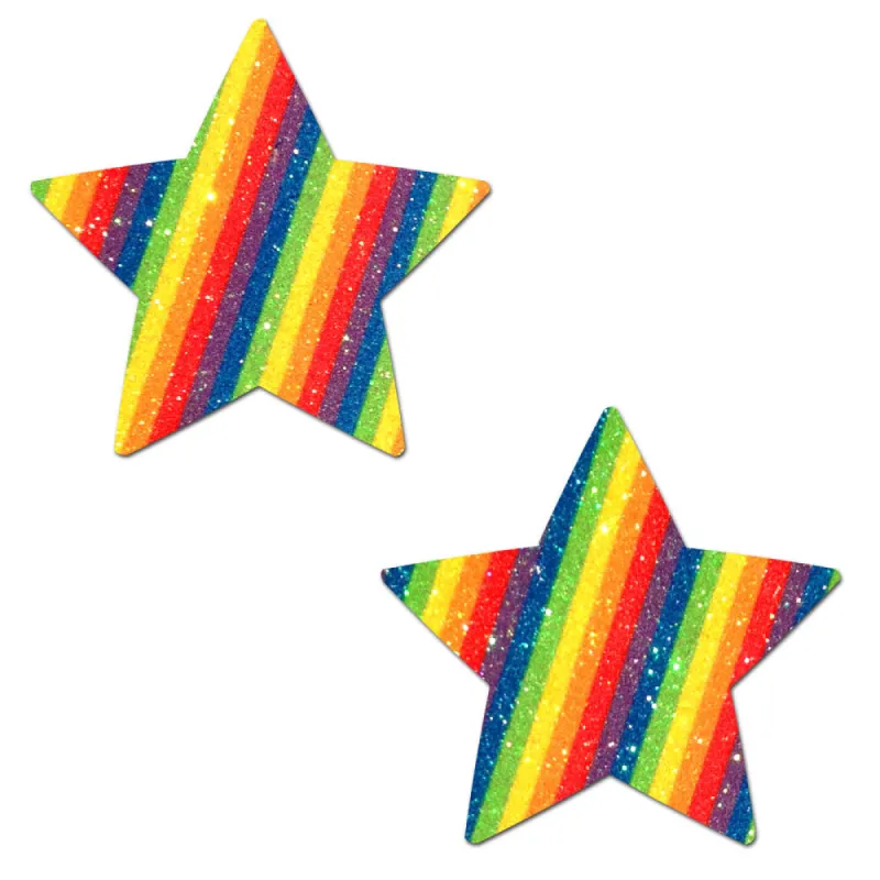Star: Glittering Double Rainbow Star Nipple Pasties sold by Shoe Freaks