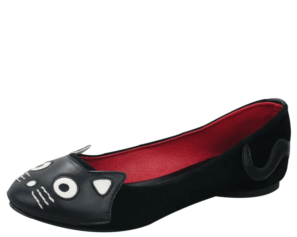 TUK-A8542L Black Suede Kitty Flat sold by Shoe Freaks