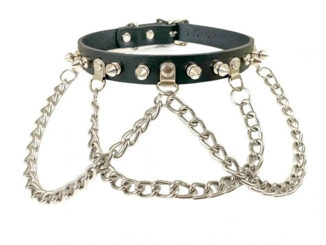 Wide Chain Spike Choker sold by Shoe Freaks