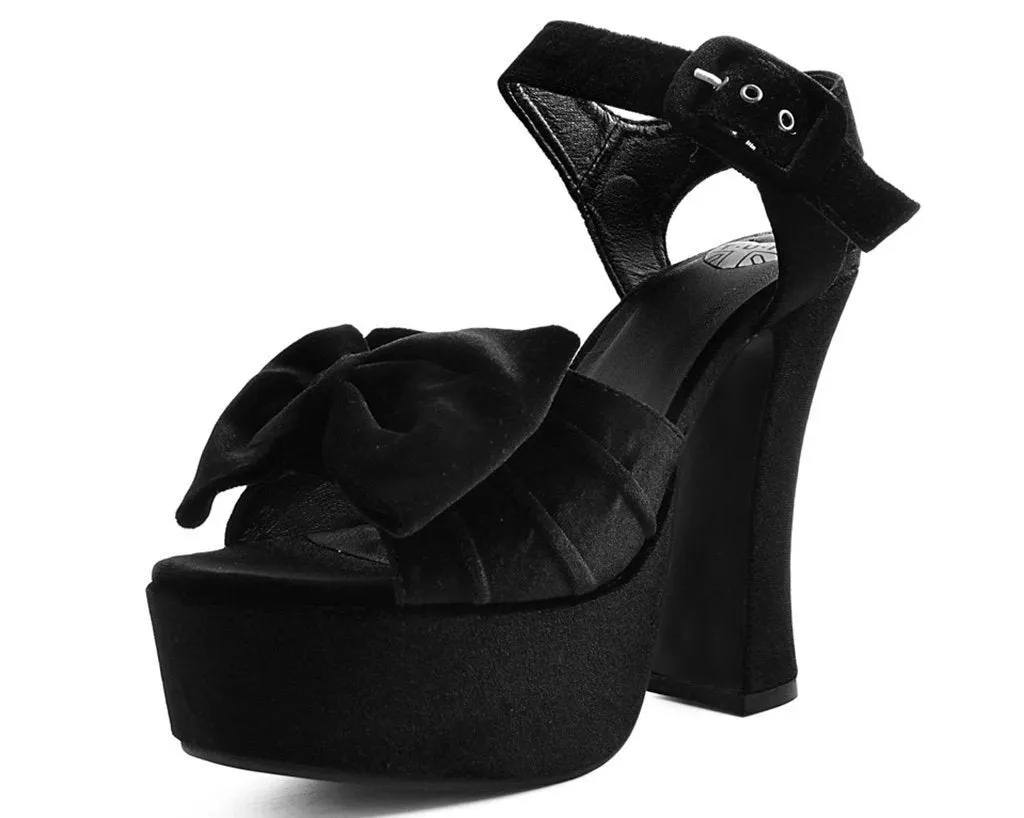 TUK A9438L Black Velvet Bow Spice Platform Heel sold by Shoe Freaks