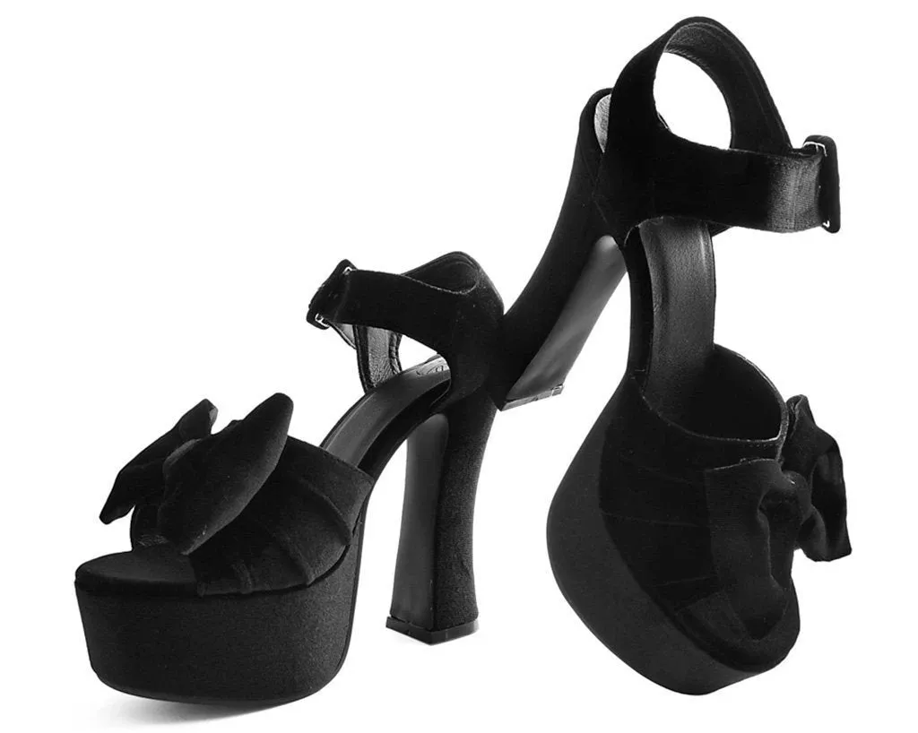 TUK A9438L Black Velvet Bow Spice Platform Heel sold by Shoe Freaks product image thumbnail 2