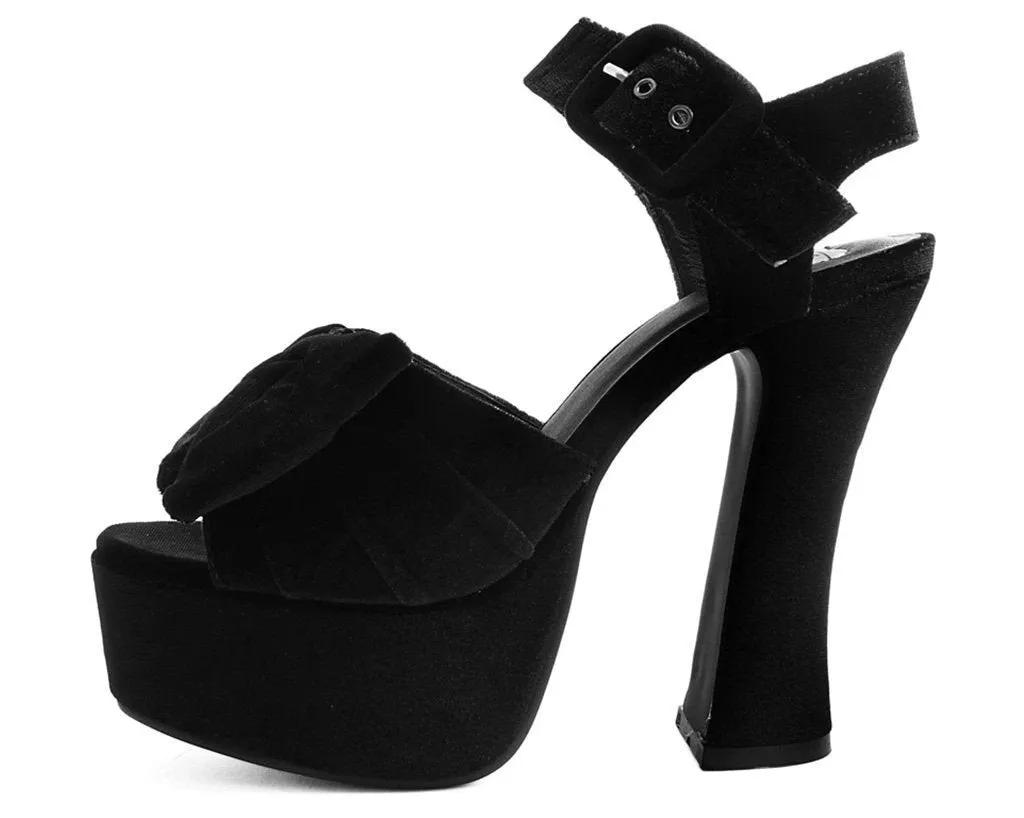 TUK A9438L Black Velvet Bow Spice Platform Heel sold by Shoe Freaks product image thumbnail 3