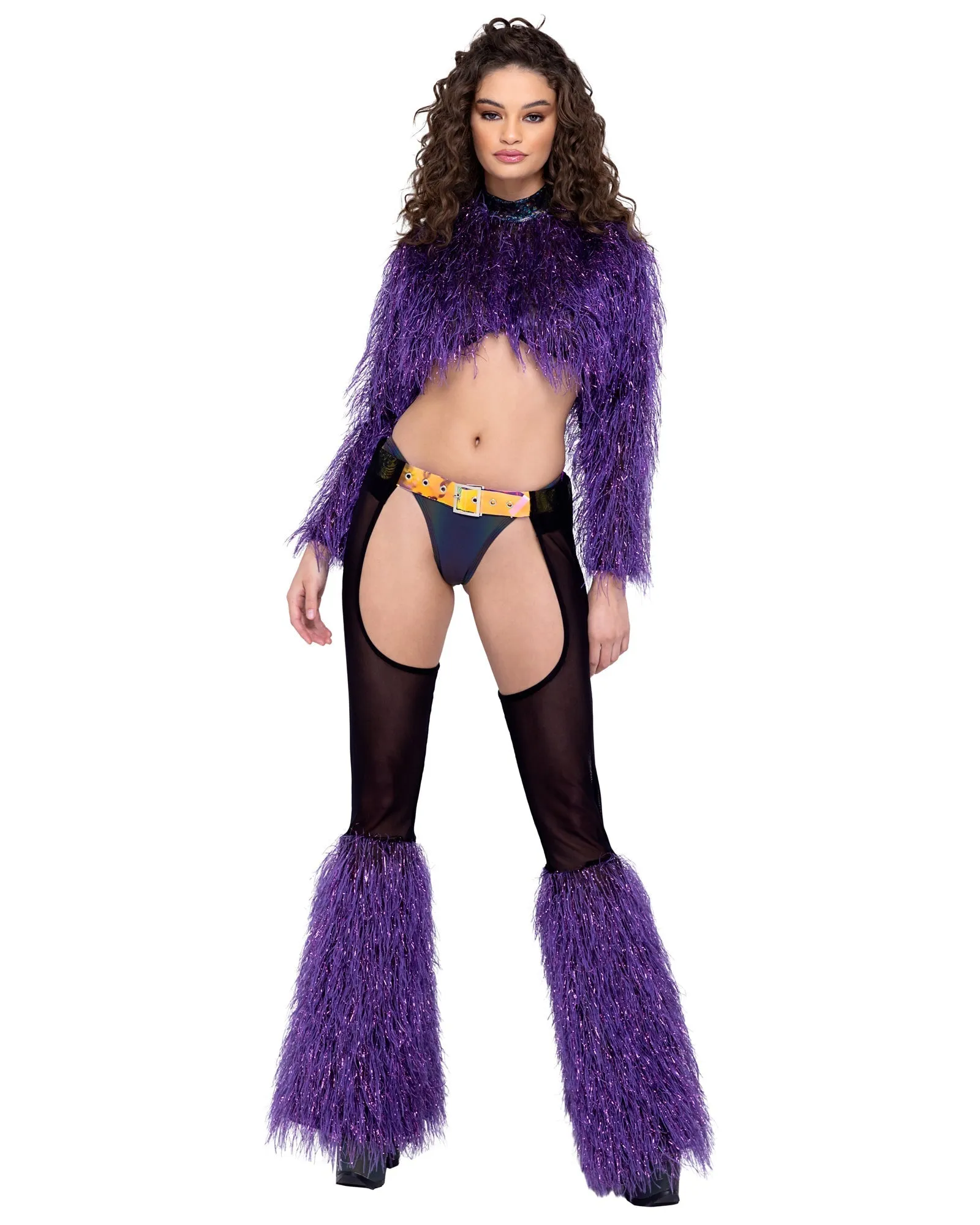 Long Sleeved Faux Fur Cropped Top sold by Shoe Freaks product image thumbnail 3