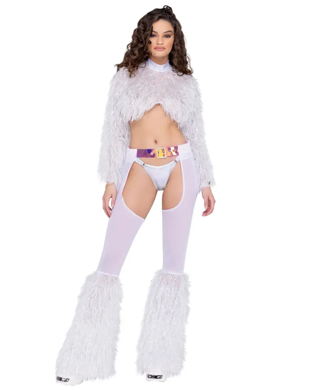 Long Sleeved Faux Fur Cropped Top sold by Shoe Freaks
