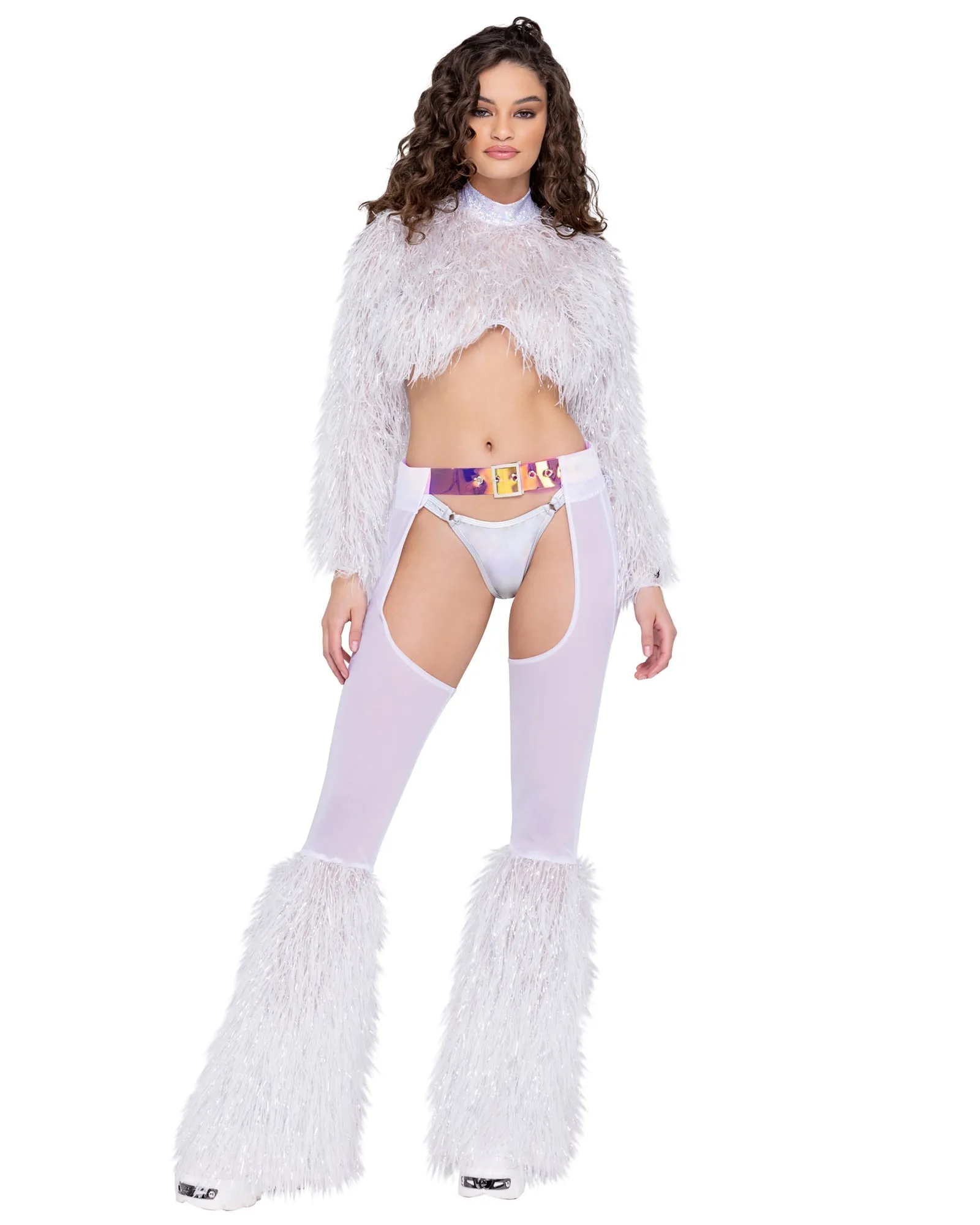 Long Sleeved Faux Fur Cropped Top sold by Shoe Freaks