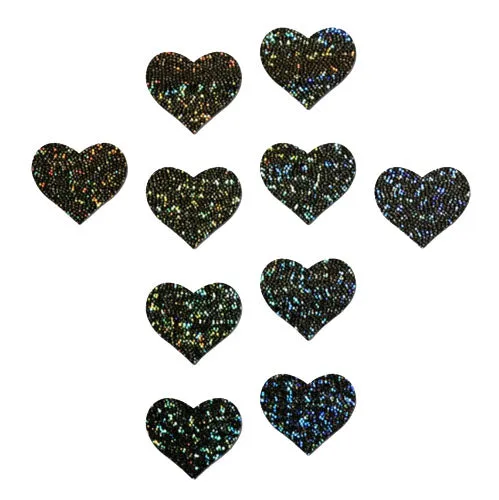 Body Minis: 10 Mini Black Glitter Hearts Nipple & Body Pasties sold by Shoe Freaks