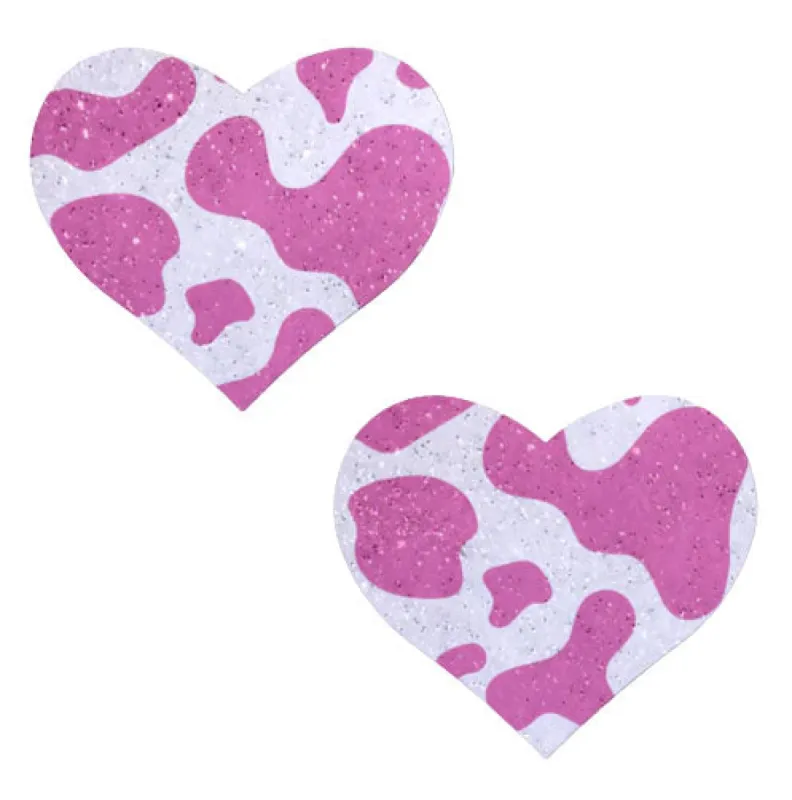 Love: Pink Strawberry Cow Print Heart Pasties sold by Shoe Freaks