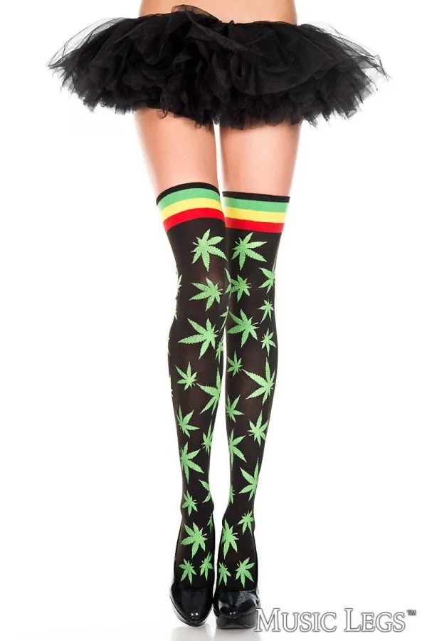 Striped Leaf Thigh Hi sold by Shoe Freaks