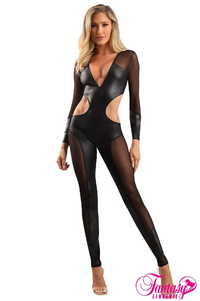 Wet Look Mesh Catsuit sold by Shoe Freaks