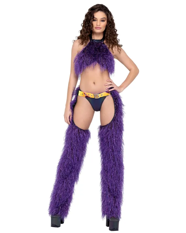Faux-Fur Cropped Halter Neck Top sold by Shoe Freaks