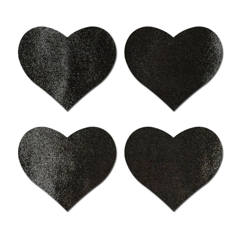 Petites: Two-Pair Small Liquid Black Hearts Nipple Pasties sold by Shoe Freaks