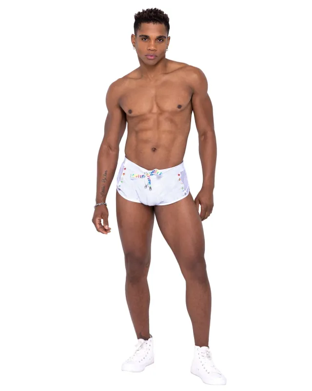 Mens Pride Mesh Vinyl Runner Shorts sold by Shoe Freaks