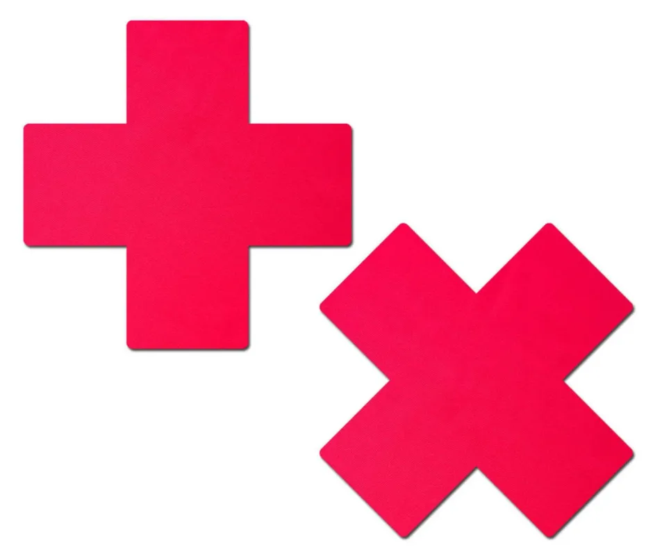 Pastease - Neon Red Cross Nipple Pasties sold by Shoe Freaks