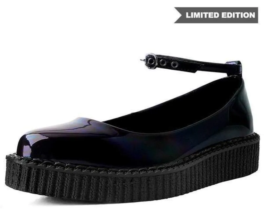 TUK A9634L Black Hologram Pointed Ballet Creeper sold by Shoe Freaks