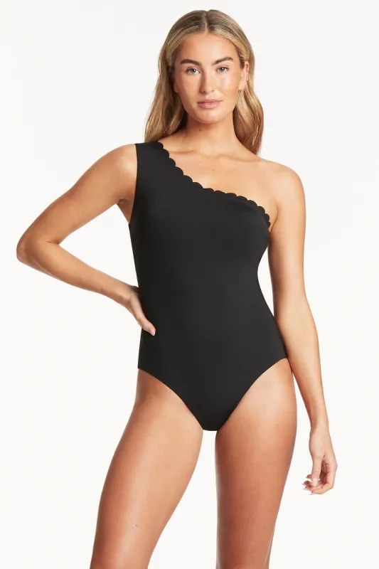Scallop Wide Strap Diagonal One Piece sold by Sea Level Australia