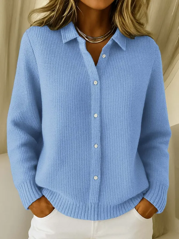 Elryn™ Button Knit Blouse made by Modeberg Bern