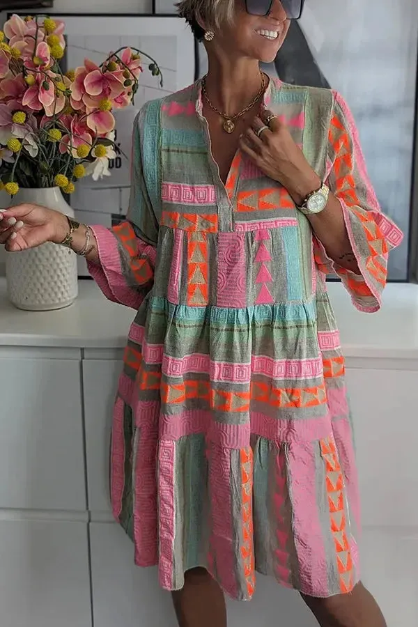 Freya™ Casual Boho Tiered Swing Dress sold by Modeberg Bern product image thumbnail 3