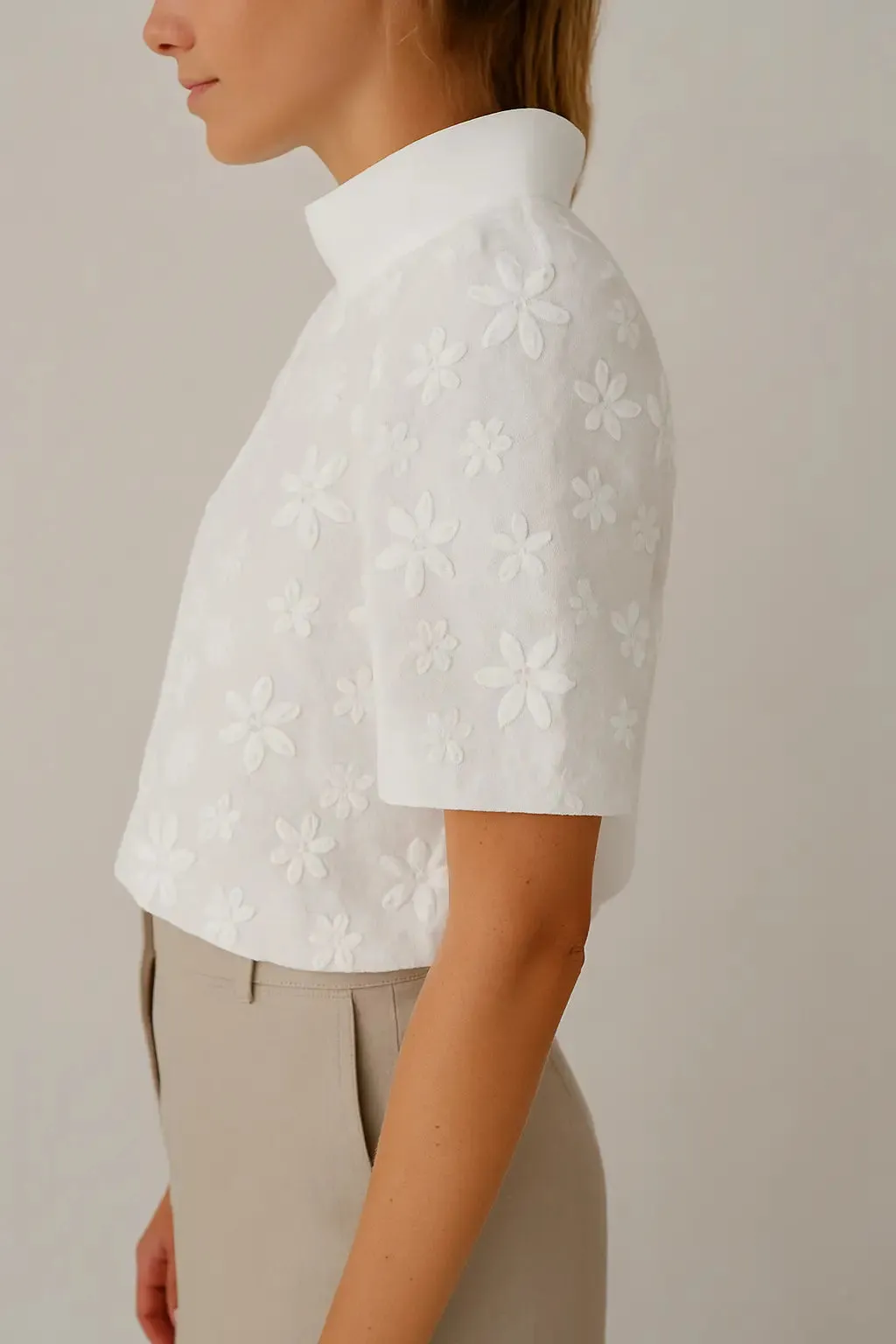 Léana™ embroidered blouse with high collar sold by Modeberg Bern product image thumbnail 3