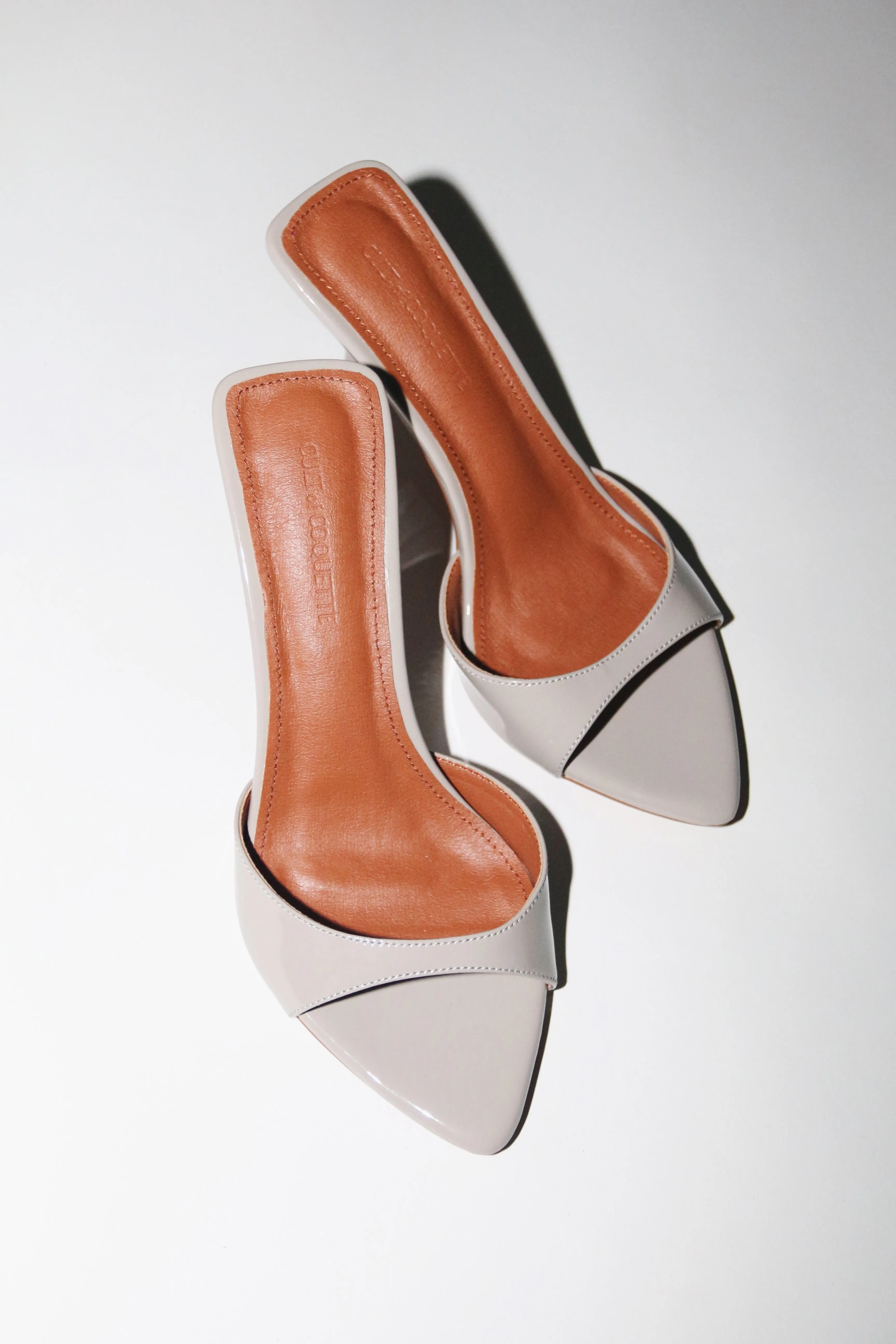 Zena Grey Patent Vegan Mules 80 mm sold by Cult of Coquette product image thumbnail 3