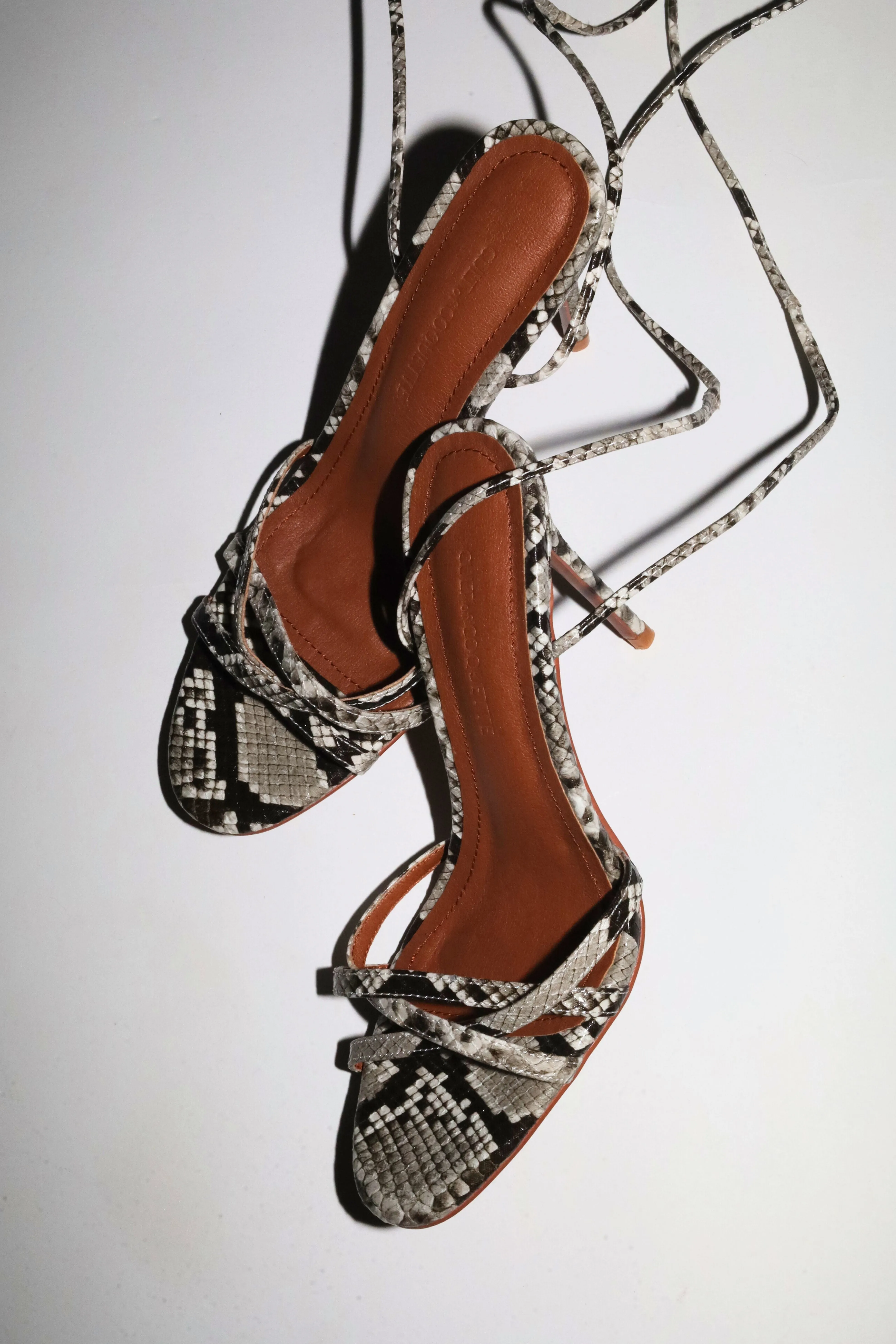 Giorgia Grey Snake Vegan Leather Anklestrap Heel 100 mm sold by Cult of Coquette