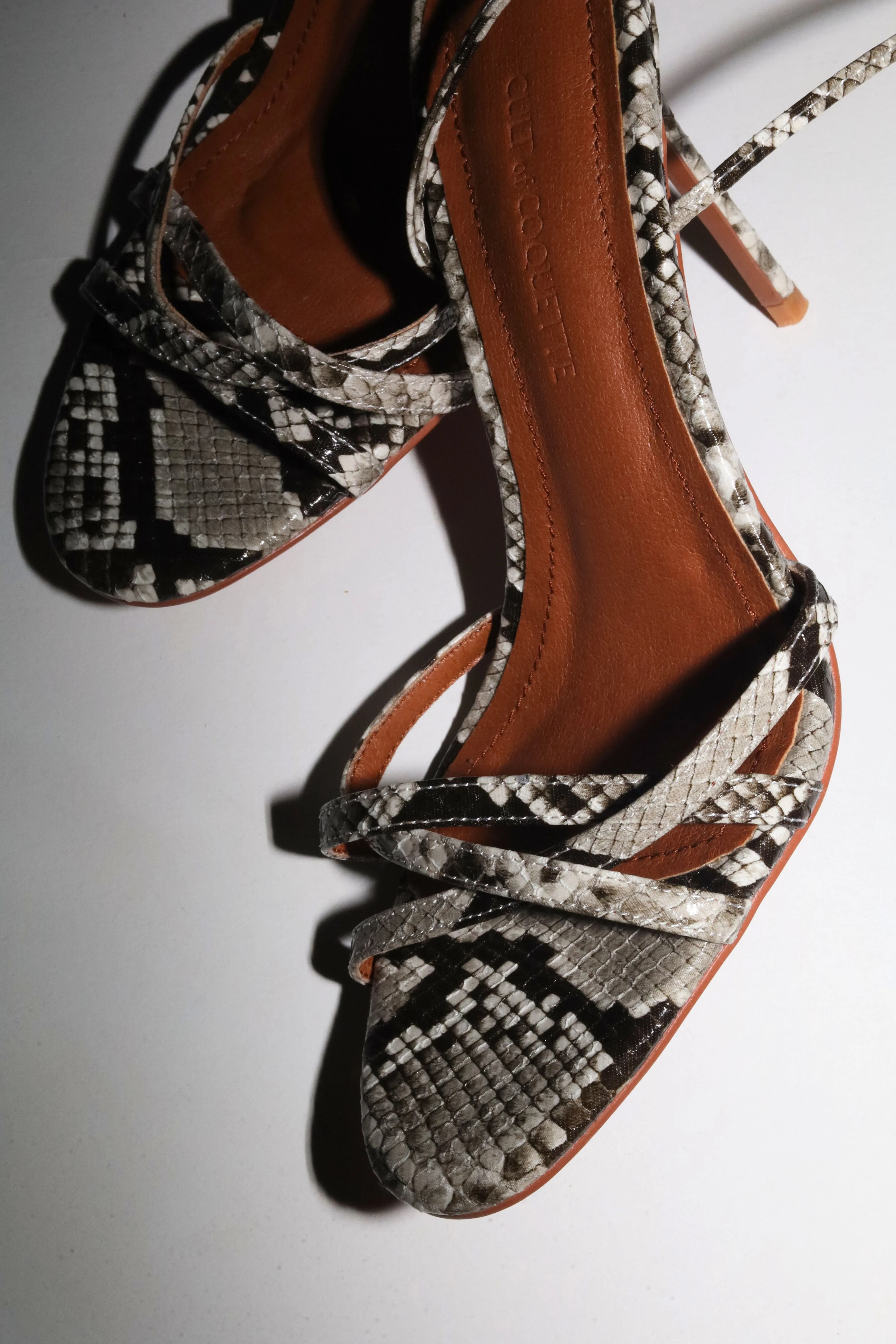 Giorgia Grey Snake Vegan Leather Anklestrap Heel 100 mm sold by Cult of Coquette product image thumbnail 2