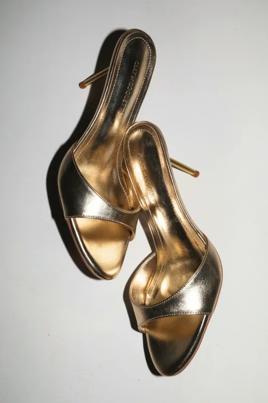 Pia White Gold Mules 80 mm sold by Cult of Coquette