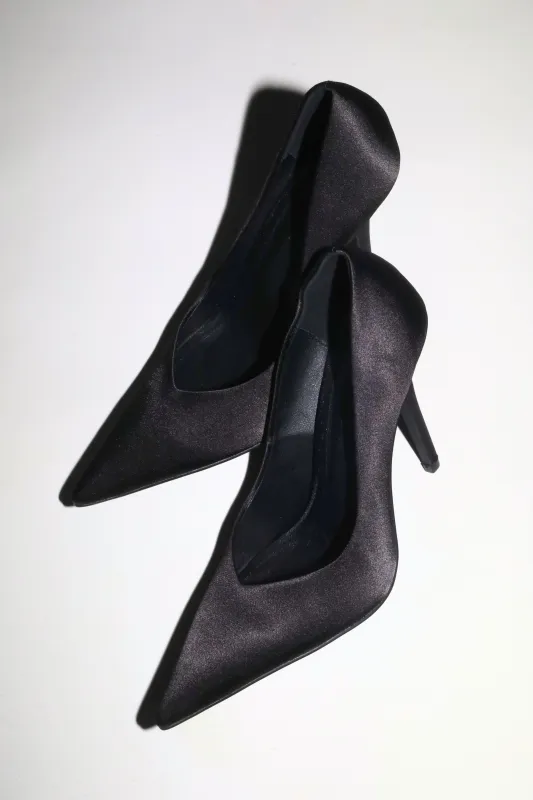 Chloe Black Satin Pumps 110 mm made by Cult of Coquette