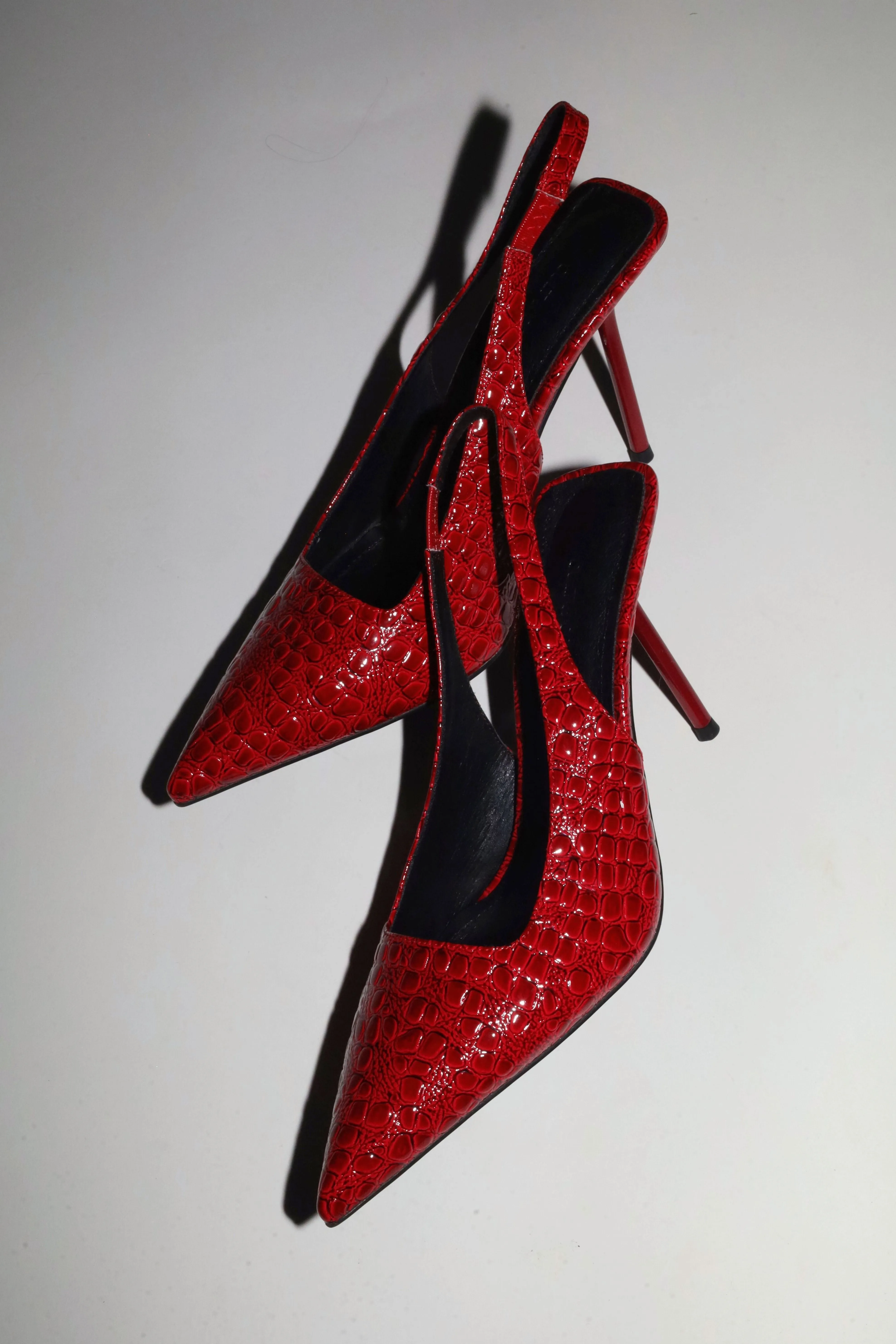 Elsa Slingback Pump Red Croc Patent 100 mm sold by Cult of Coquette