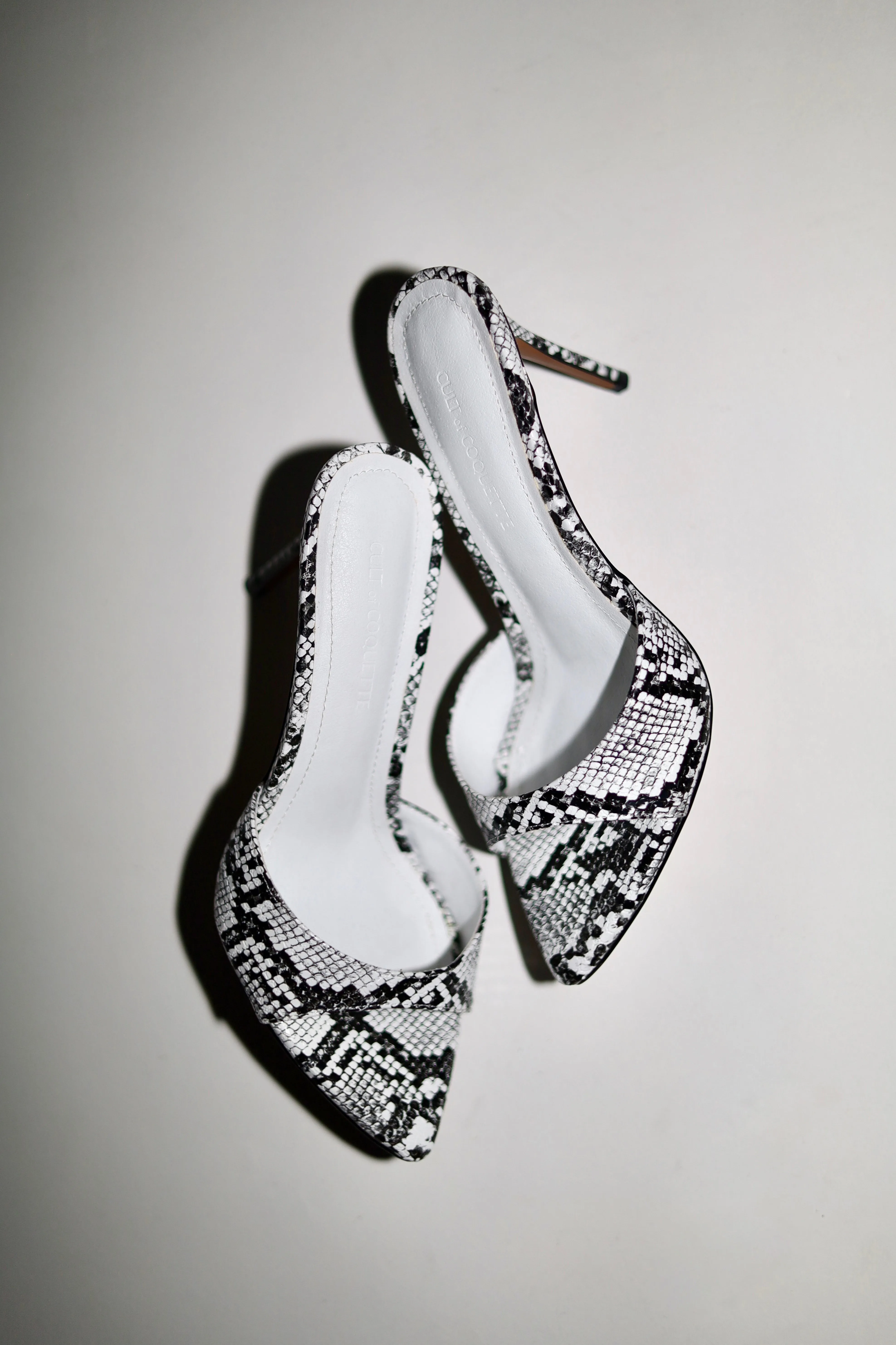 Gia Black & White Snake Mules 80 mm sold by Cult of Coquette product image thumbnail 5