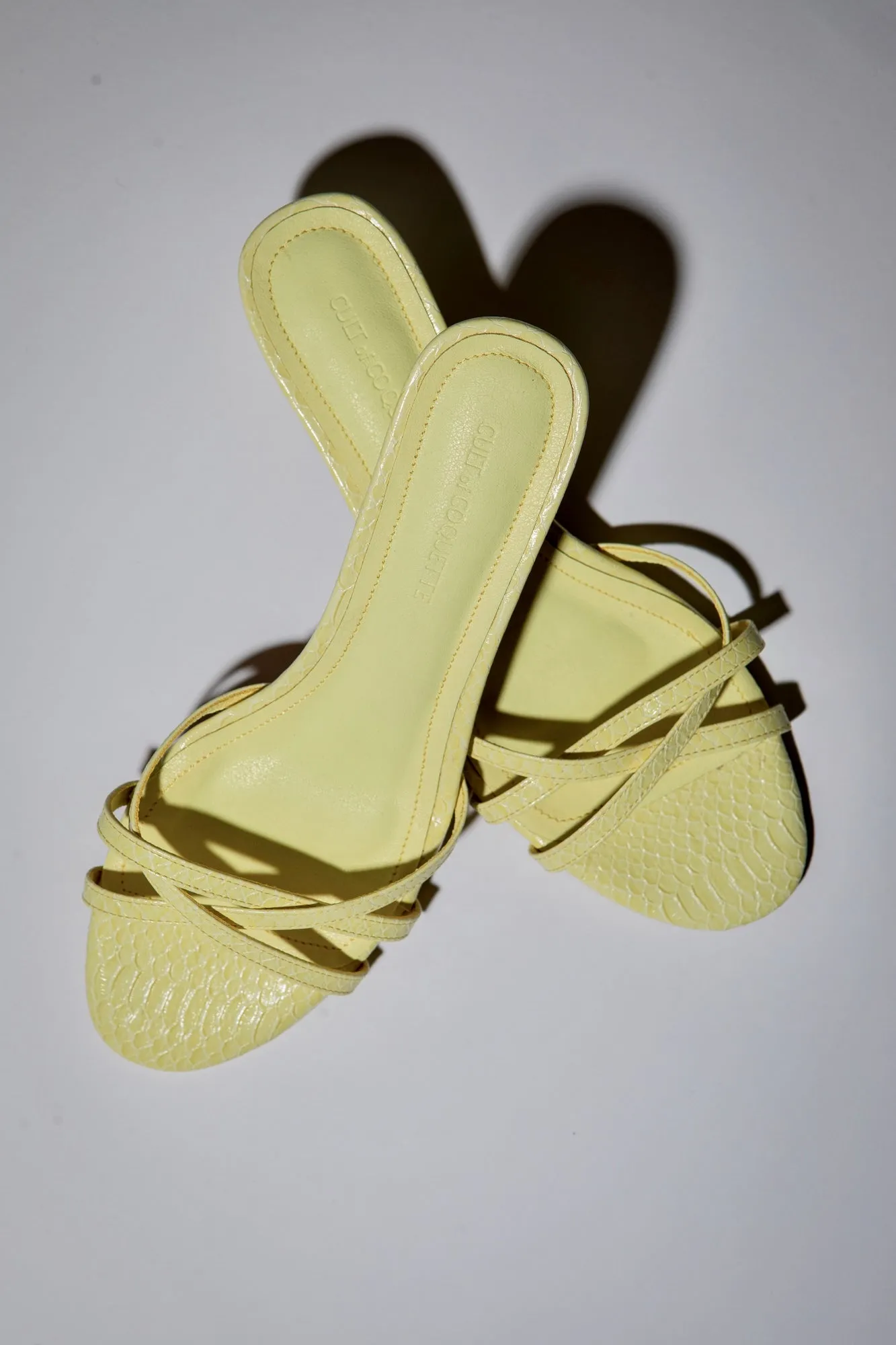 Romy Butter Yellow Reptile Strappy Kitten Mules 40 mm sold by Cult of Coquette product image thumbnail 3