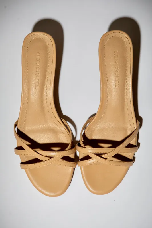 Romy Nude Strappy Kitten Mules 40 mm made by Cult of Coquette