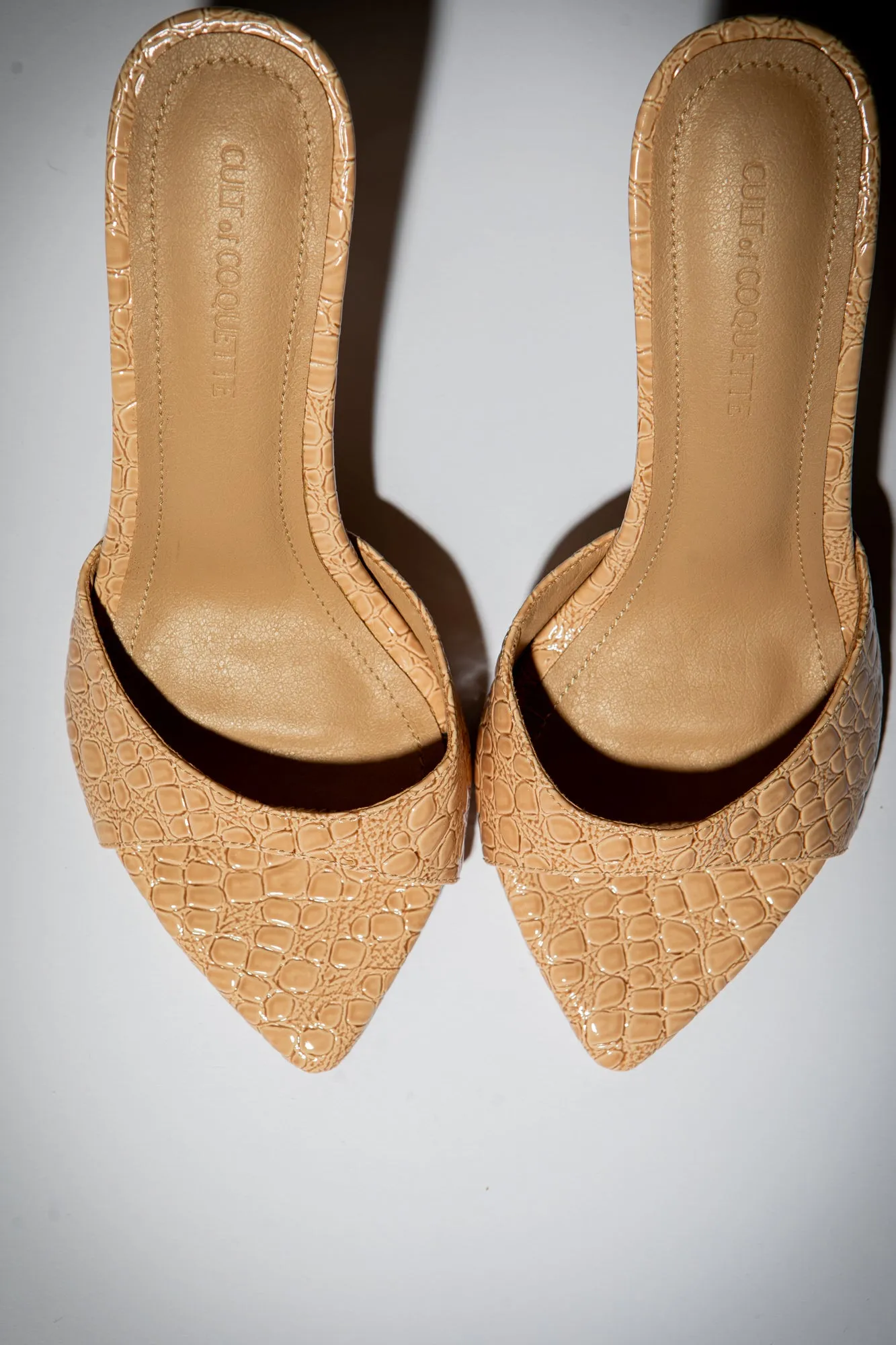 Gia Nude Croc Patent Vegan Mules 80 mm sold by Cult of Coquette product image thumbnail 5