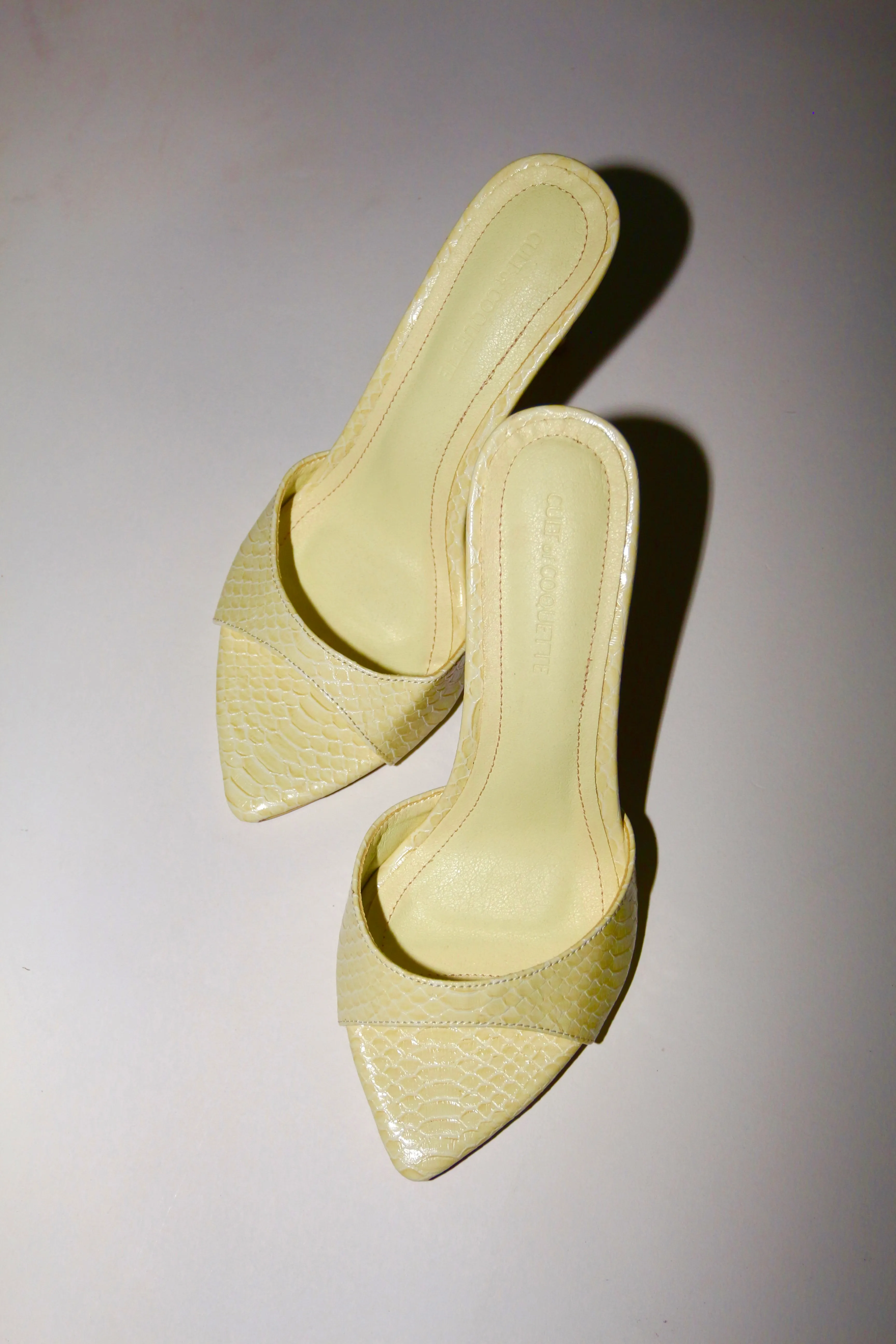Gia Butter Yellow Reptile Vegan Mules 80 mm sold by Cult of Coquette product image thumbnail 3