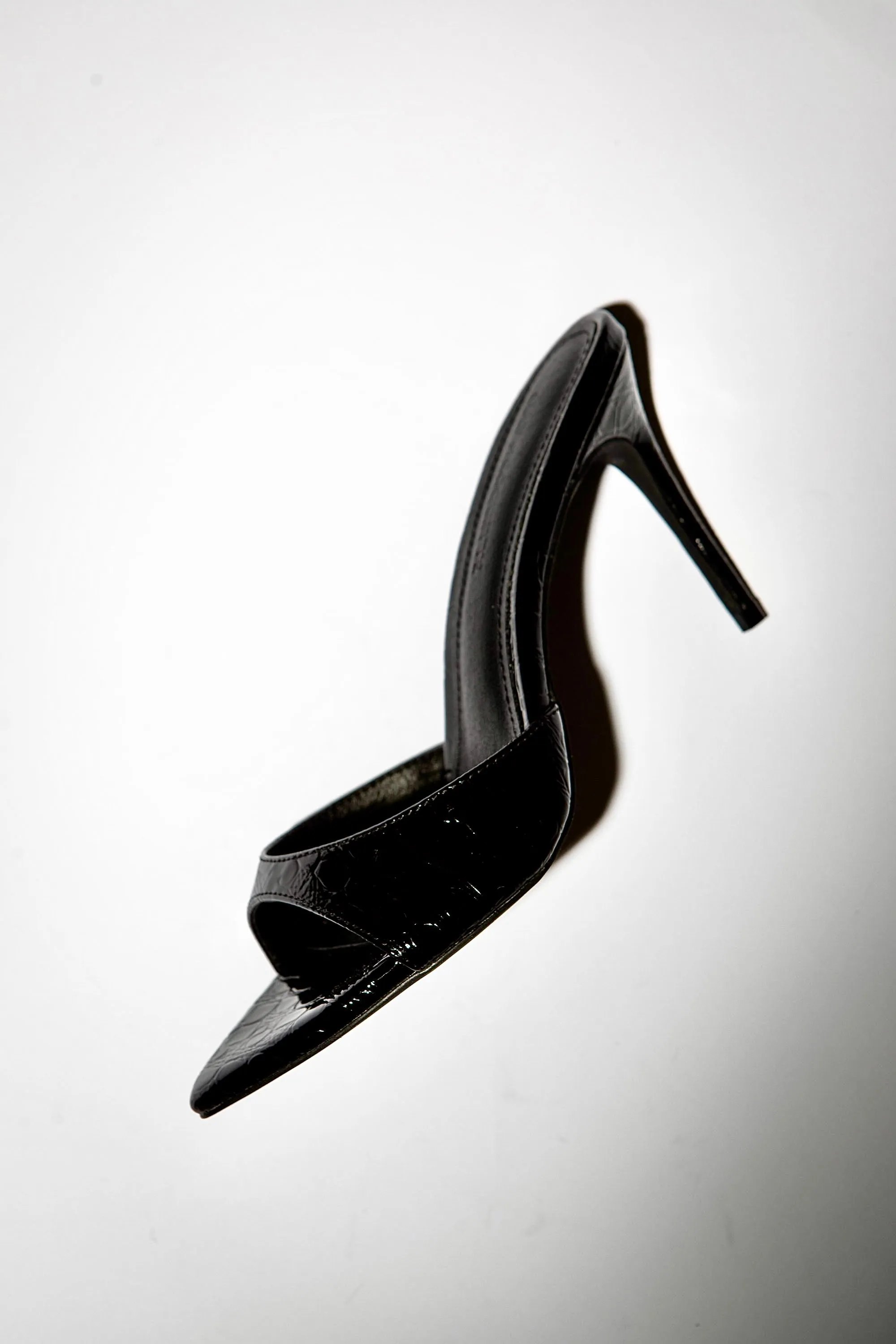 Gia Black Croc Patent Vegan Mules 80 mm sold by Cult of Coquette product image thumbnail 2